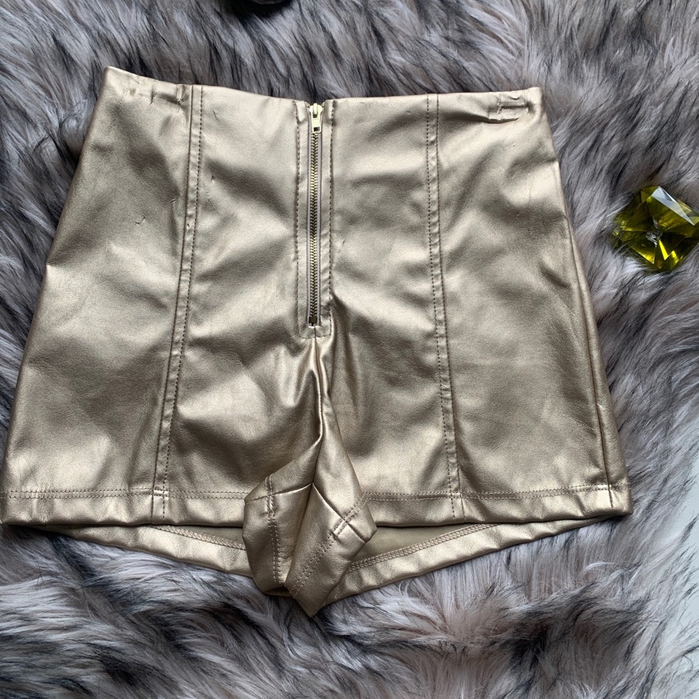 high waisted faux leather shorts